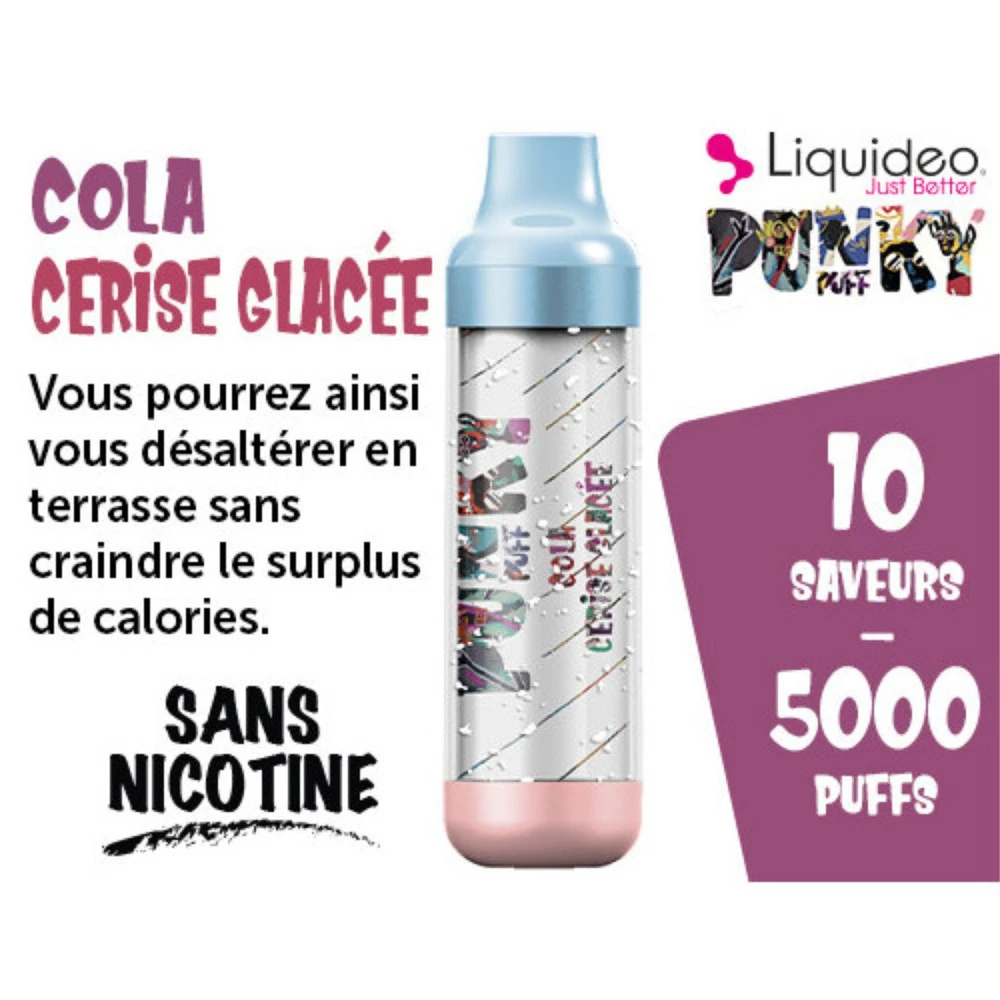 E-Cigarette Jetable 5000 Puffs Punky Puff - Cola Cerise Sans Nicotine Ni Tabac 4 E-Cigarette Jetable 5000 Puffs Punky Puff - Cola Cerise Sans Nicotine Ni Tabac – Image 2