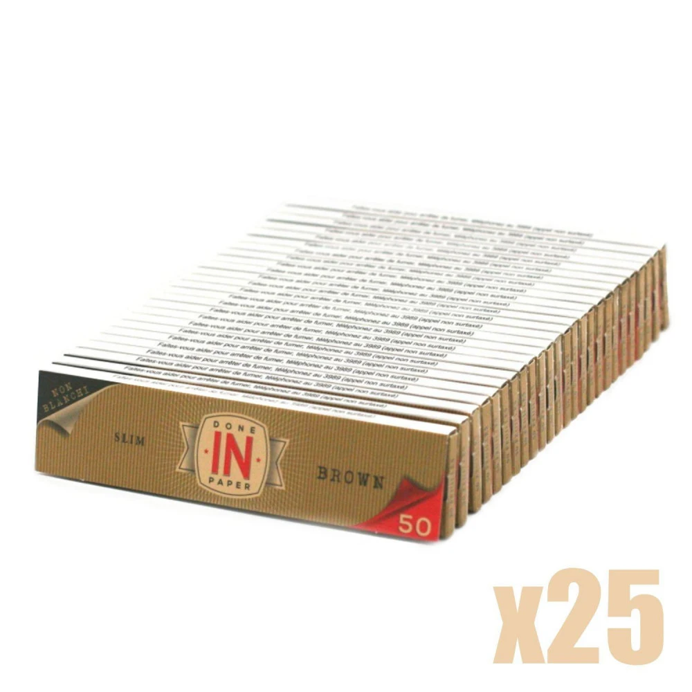 Lot De 25 Paquets De Feuilles Slim Brown DONE IN PAPER 2 Lot De 25 Paquets De Feuilles Slim Brown DONE IN PAPER